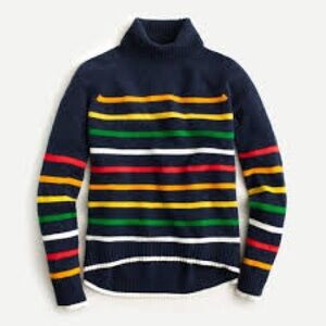 JCrew turtleneck sweater in multistriped Supersoft yarn